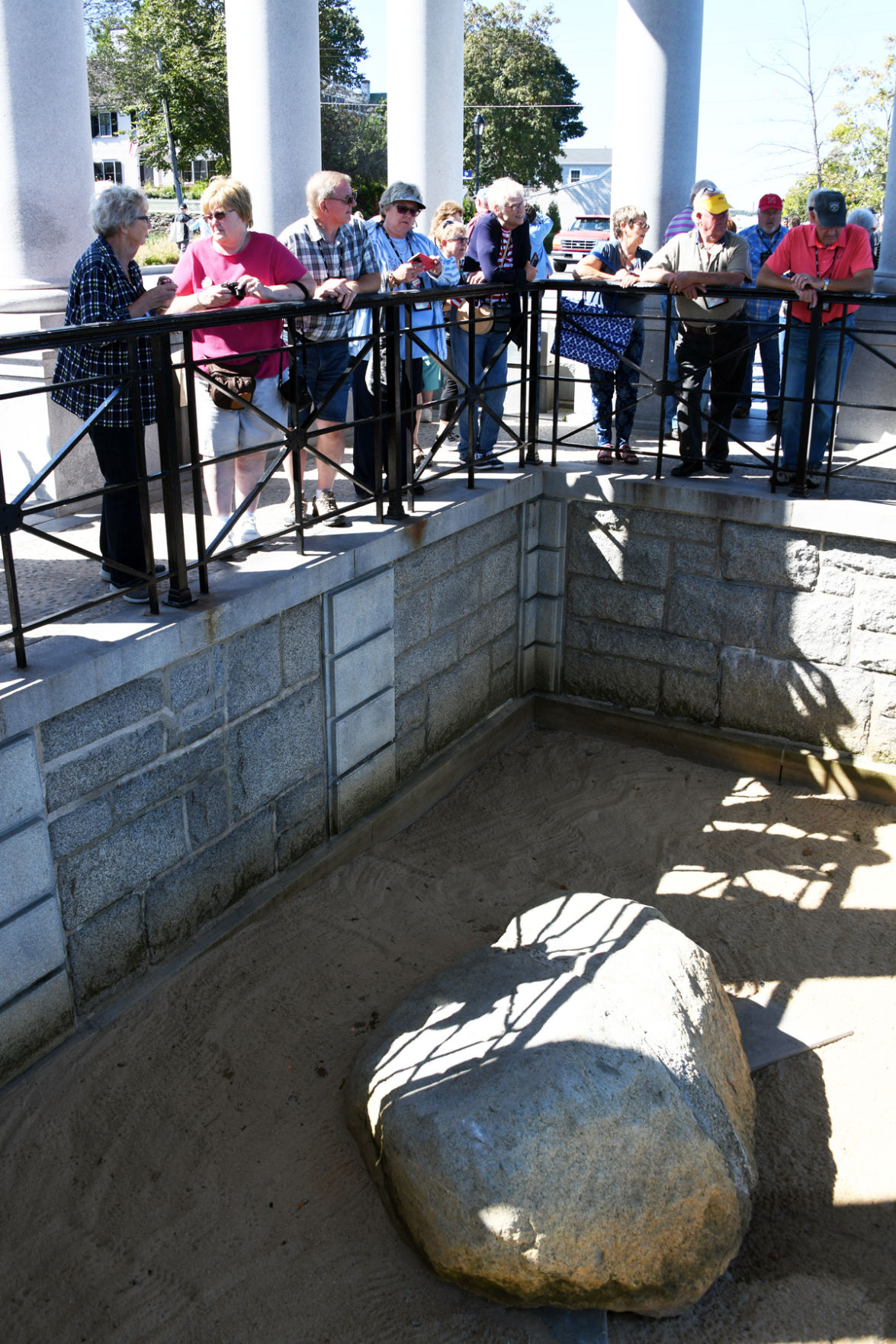 047 Fun Club travelers view Plymouth Rock which is at the landing site of the Pilgrims who arrived in 1620..jpg